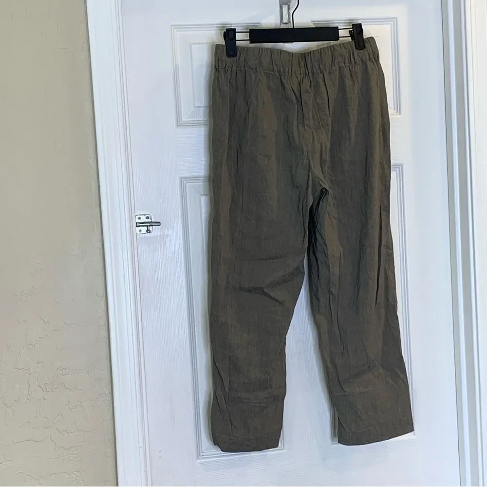 Aritzia Babaton Errol Crop Day Linen Blend Pants‎ Size Small Drawstring Pockets